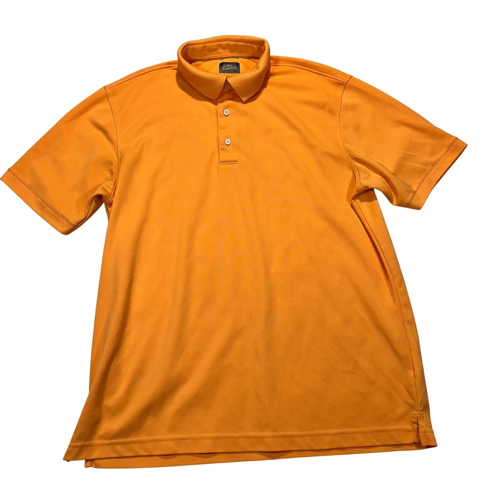 Tourney Mens Golf Polo Shirt Orange Short Sleeve Pique Polyester‎ Size XL